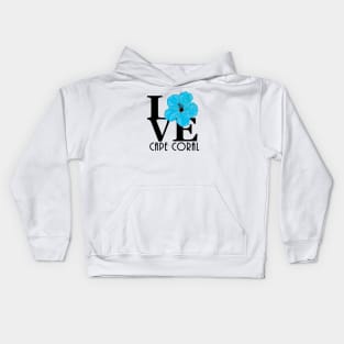 LOVE Cape Coral Blue Hibiscus Kids Hoodie